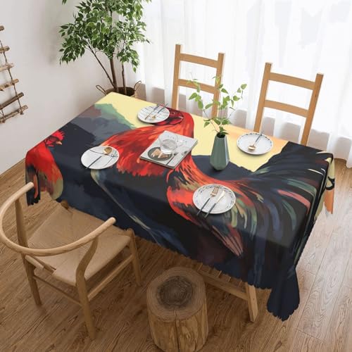 NONHAI Tischdecke für rechteckige Tische, Hahn, schöne Kunst-Tischdecken, knitterfrei, Tischdecke für Küche, 137,2 x 182,9 cm, Tischdecke für Esszimmer, Bauernhaus, Dekoration, Tischdecke NONHAI Tischdecke für rechteckige Tische, Hahn, schöne Kunst-Tischdecken, knitterfrei, Tischdecke für Küche, 137,2 x 182,9 cm, Tischdecke für Esszimmer, Bauernhaus, Dekoration, Tischdecke von NONHAI