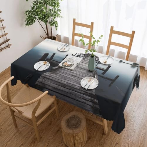 NONHAI Tischdecke für rechteckige Tische, Old Wood Pier über ruhigem Wasser, knitterfrei, Tischdecke für Küche, 137,2 x 182,9 cm, Tischdecke für Esszimmer, Bauernhaus, Dekoration, Tischdecke NONHAI Tischdecke für rechteckige Tische, Old Wood Pier über ruhigem Wasser, knitterfrei, Tischdecke für Küche, 137,2 x 182,9 cm, Tischdecke für Esszimmer, Bauernhaus, Dekoration, Tischdecke von NONHAI
