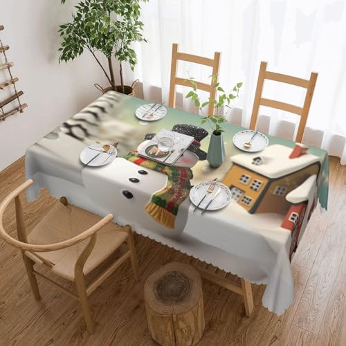 NONHAI Tischdecke für rechteckige Tische, Schneemann und Dorf-Tischdecken, knitterfrei, Tischdecke für Küche, 137,2 x 182,9 cm, Tischdecke für Esszimmer, Bauernhaus, Dekoration, Tischdecke NONHAI Tischdecke für rechteckige Tische, Schneemann und Dorf-Tischdecken, knitterfrei, Tischdecke für Küche, 137,2 x 182,9 cm, Tischdecke für Esszimmer, Bauernhaus, Dekoration, Tischdecke von NONHAI