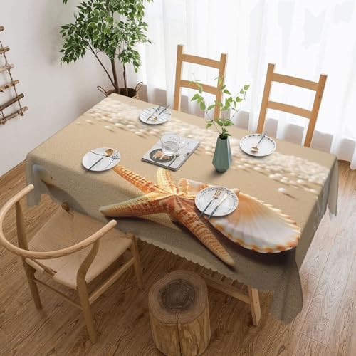 NONHAI Tischdecke für rechteckige Tische, Seesternmuschel und Strandtischdecken, knitterfrei, Tischdecke für Küche, 137,2 x 182,9 cm, Tischdecke für Esszimmer, Bauernhaus, Dekortische, Stoffbezug NONHAI Tischdecke für rechteckige Tische, Seesternmuschel und Strandtischdecken, knitterfrei, Tischdecke für Küche, 137,2 x 182,9 cm, Tischdecke für Esszimmer, Bauernhaus, Dekortische, Stoffbezug von NONHAI