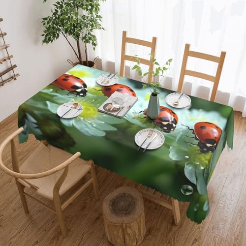 NONHAI Tischdecke für rechteckige Tische, Sommer-Marienkäfer-Blumen, Tischdecke, knitterfrei, Tischdecke für Küche, 137,2 x 182,9 cm, Tischdecke für Esszimmer, Bauernhaus, Dekoration, Tischdecke NONHAI Tischdecke für rechteckige Tische, Sommer-Marienkäfer-Blumen, Tischdecke, knitterfrei, Tischdecke für Küche, 137,2 x 182,9 cm, Tischdecke für Esszimmer, Bauernhaus, Dekoration, Tischdecke von NONHAI