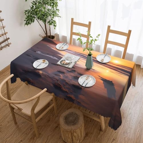 NONHAI Tischdecke für rechteckige Tische, Sonnenaufgang am Strand, knitterfrei, Tischdecke für Küche, 137,2 x 182,9 cm, Tischdecke für Esszimmer, Bauernhaus, Dekoration, Tischdecke NONHAI Tischdecke für rechteckige Tische, Sonnenaufgang am Strand, knitterfrei, Tischdecke für Küche, 137,2 x 182,9 cm, Tischdecke für Esszimmer, Bauernhaus, Dekoration, Tischdecke von NONHAI