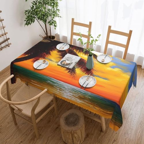 NONHAI Tischdecke für rechteckige Tische, Sonnenuntergangspalmen-Tischdecken, knitterfrei, Tischdecke für Küche, 137,2 x 182,9 cm, Tischdecke für Esszimmer, Bauernhaus, Dekoration, Tischdecke NONHAI Tischdecke für rechteckige Tische, Sonnenuntergangspalmen-Tischdecken, knitterfrei, Tischdecke für Küche, 137,2 x 182,9 cm, Tischdecke für Esszimmer, Bauernhaus, Dekoration, Tischdecke von NONHAI