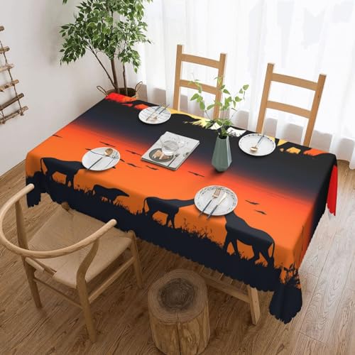 NONHAI Tischdecke für rechteckige Tische, Sonnenuntergangstiere, Silhouette, knitterfrei, Tischdecke für Küche, 137,2 x 182,9 cm, Tischdecke für Esszimmer, Bauernhaus, Dekoration, Tischdecke NONHAI Tischdecke für rechteckige Tische, Sonnenuntergangstiere, Silhouette, knitterfrei, Tischdecke für Küche, 137,2 x 182,9 cm, Tischdecke für Esszimmer, Bauernhaus, Dekoration, Tischdecke von NONHAI