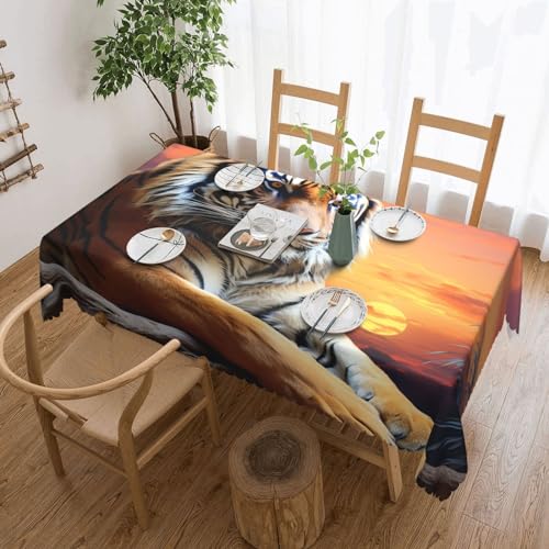NONHAI Tischdecke für rechteckige Tische, Tiger, bunte Sonnenuntergang-Tischdecken, knitterfrei, Tischdecke für Küche, 137,2 x 182,9 cm, Tischdecke für Esszimmer, Bauernhaus, Dekoration, Tischdecke NONHAI Tischdecke für rechteckige Tische, Tiger, bunte Sonnenuntergang-Tischdecken, knitterfrei, Tischdecke für Küche, 137,2 x 182,9 cm, Tischdecke für Esszimmer, Bauernhaus, Dekoration, Tischdecke von NONHAI