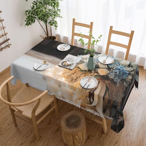 NONHAI Tischdecke für rechteckige Tische, Tischdecken für Hochzeitszeremonien, knitterfrei, Tischdecke für Küche, 137,2 x 182,9 cm, Tischdecke für Esszimmer, Bauernhaus, Dekoration, Tischdecke NONHAI Tischdecke für rechteckige Tische, Tischdecken für Hochzeitszeremonien, knitterfrei, Tischdecke für Küche, 137,2 x 182,9 cm, Tischdecke für Esszimmer, Bauernhaus, Dekoration, Tischdecke von NONHAI