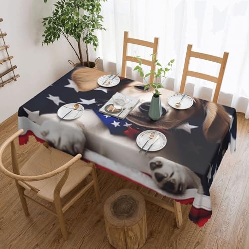 NONHAI Tischdecke für rechteckige Tische, USA-Flagge, Welpen-Tischdecken, knitterfrei, Tischdecke für Küche, 137,2 x 182,9 cm, Tischdecke für Esszimmer, Bauernhaus, Dekoration, Tischdecke NONHAI Tischdecke für rechteckige Tische, USA-Flagge, Welpen-Tischdecken, knitterfrei, Tischdecke für Küche, 137,2 x 182,9 cm, Tischdecke für Esszimmer, Bauernhaus, Dekoration, Tischdecke von NONHAI