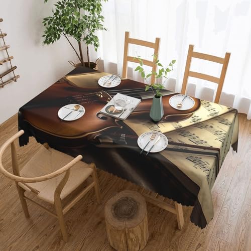 NONHAI Tischdecke für rechteckige Tische, Violine und Buchtischdecken, knitterfrei, Tischdecke für Küche, 137,2 x 182,9 cm, Tischdecke für Esszimmer, Bauernhaus, Dekoration, Tischdecke NONHAI Tischdecke für rechteckige Tische, Violine und Buchtischdecken, knitterfrei, Tischdecke für Küche, 137,2 x 182,9 cm, Tischdecke für Esszimmer, Bauernhaus, Dekoration, Tischdecke von NONHAI