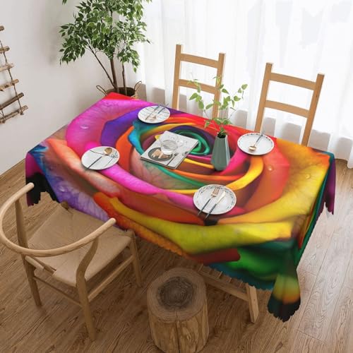 NONHAI Tischdecke für rechteckige Tische, bunte Rosen, knitterfrei, Tischdecke für Küche, 137,2 x 182,9 cm, Tischdecke für Esszimmer, Bauernhaus, Dekoration, Tischdecke NONHAI Tischdecke für rechteckige Tische, bunte Rosen, knitterfrei, Tischdecke für Küche, 137,2 x 182,9 cm, Tischdecke für Esszimmer, Bauernhaus, Dekoration, Tischdecke von NONHAI