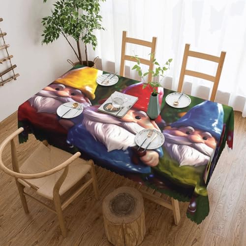 NONHAI Tischdecke für rechteckige Tische, bunte Zwerge, knitterfrei, Tischdecke für Küche, 137,2 x 182,9 cm, Tischdecke für Esszimmer, Bauernhaus, Dekoration, Tischdecke NONHAI Tischdecke für rechteckige Tische, bunte Zwerge, knitterfrei, Tischdecke für Küche, 137,2 x 182,9 cm, Tischdecke für Esszimmer, Bauernhaus, Dekoration, Tischdecke von NONHAI