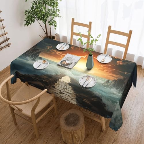 NONHAI Tischdecke für rechteckige Tische, geteilte Meeresweg-Tischdecken, knitterfrei, Tischdecke für Küche, 137,2 x 182,9 cm, Tischdecke für Esszimmer, Bauernhaus, Dekoration, Tischdecke NONHAI Tischdecke für rechteckige Tische, geteilte Meeresweg-Tischdecken, knitterfrei, Tischdecke für Küche, 137,2 x 182,9 cm, Tischdecke für Esszimmer, Bauernhaus, Dekoration, Tischdecke von NONHAI