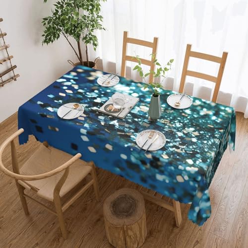 NONHAI Tischdecke für rechteckige Tische, glitzernder blauer Hintergrund, knitterfrei, Tischdecke für Küche, 137,2 x 182,9 cm, Tischdecke für Esszimmer, Bauernhaus, Dekortische, Stoffbezug NONHAI Tischdecke für rechteckige Tische, glitzernder blauer Hintergrund, knitterfrei, Tischdecke für Küche, 137,2 x 182,9 cm, Tischdecke für Esszimmer, Bauernhaus, Dekortische, Stoffbezug von NONHAI