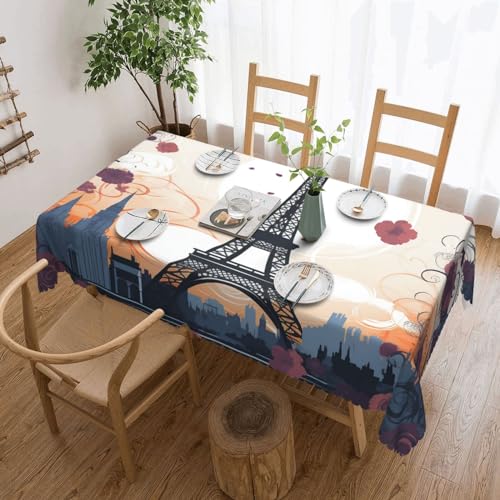 NONHAI Tischdecke für rechteckige Tische, romantische Paris-Eiffel-Tischdecken, knitterfrei, Tischdecke für Küche, 137,2 x 182,9 cm, Tischdecke für Esszimmer, Bauernhaus, Dekoration, Tischdecke NONHAI Tischdecke für rechteckige Tische, romantische Paris-Eiffel-Tischdecken, knitterfrei, Tischdecke für Küche, 137,2 x 182,9 cm, Tischdecke für Esszimmer, Bauernhaus, Dekoration, Tischdecke von NONHAI