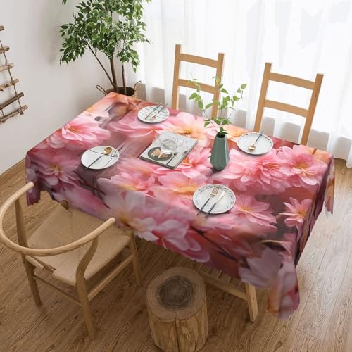 NONHAI Tischdecke für rechteckige Tische, rosa Blumenholz-Tischdecken, knitterfrei, Tischdecke für Küche, 137,2 x 182,9 cm, Tischdecke für Esszimmer, Bauernhaus, Dekoration, Tischdecke NONHAI Tischdecke für rechteckige Tische, rosa Blumenholz-Tischdecken, knitterfrei, Tischdecke für Küche, 137,2 x 182,9 cm, Tischdecke für Esszimmer, Bauernhaus, Dekoration, Tischdecke von NONHAI