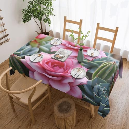 NONHAI Tischdecke für rechteckige Tische, rosa Flamingo-Sukkulenten, Tischdecke, knitterfrei, Tischdecke für Küche, 137,2 x 182,9 cm, Tischdecke für Esszimmer, Bauernhaus, Dekoration, Tischdecke NONHAI Tischdecke für rechteckige Tische, rosa Flamingo-Sukkulenten, Tischdecke, knitterfrei, Tischdecke für Küche, 137,2 x 182,9 cm, Tischdecke für Esszimmer, Bauernhaus, Dekoration, Tischdecke von NONHAI