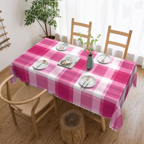 NONHAI Tischdecke für rechteckige Tische, rosa kariert, knitterfrei, Tischdecke für Küche, 137,2 x 182,9 cm, Tischdecke für Esszimmer, Bauernhaus, Dekoration, Tischdecke NONHAI Tischdecke für rechteckige Tische, rosa kariert, knitterfrei, Tischdecke für Küche, 137,2 x 182,9 cm, Tischdecke für Esszimmer, Bauernhaus, Dekoration, Tischdecke von NONHAI