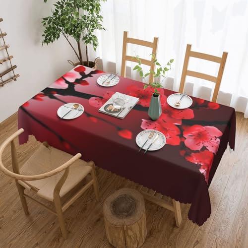 NONHAI Tischdecke für rechteckige Tische, rote Kirschblüten-Tischdecken, knitterfrei, Tischdecke für Küche, 137,2 x 182,9 cm, Tischdecke für Esszimmer, Bauernhaus, Dekoration, Tischdecke NONHAI Tischdecke für rechteckige Tische, rote Kirschblüten-Tischdecken, knitterfrei, Tischdecke für Küche, 137,2 x 182,9 cm, Tischdecke für Esszimmer, Bauernhaus, Dekoration, Tischdecke von NONHAI