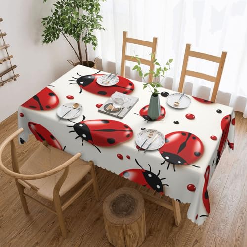 NONHAI Tischdecke für rechteckige Tische, rote Marienkäfer-Tischdecken, knitterfrei, Tischdecke für Küche, 137,2 x 182,9 cm, Tischdecke für Esszimmer, Bauernhaus, Dekoration, Tischdecke NONHAI Tischdecke für rechteckige Tische, rote Marienkäfer-Tischdecken, knitterfrei, Tischdecke für Küche, 137,2 x 182,9 cm, Tischdecke für Esszimmer, Bauernhaus, Dekoration, Tischdecke von NONHAI