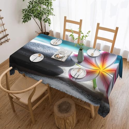NONHAI Tischdecke für rechteckige Tische, tropische Blumen und Zen-Stein-Tischdecken, knitterfrei, Tischdecke für Küche, 137,2 x 182,9 cm, Tischdecke für Esszimmer, Bauernhaus, Dekoration, Tischdecke NONHAI Tischdecke für rechteckige Tische, tropische Blumen und Zen-Stein-Tischdecken, knitterfrei, Tischdecke für Küche, 137,2 x 182,9 cm, Tischdecke für Esszimmer, Bauernhaus, Dekoration, Tischdecke von NONHAI