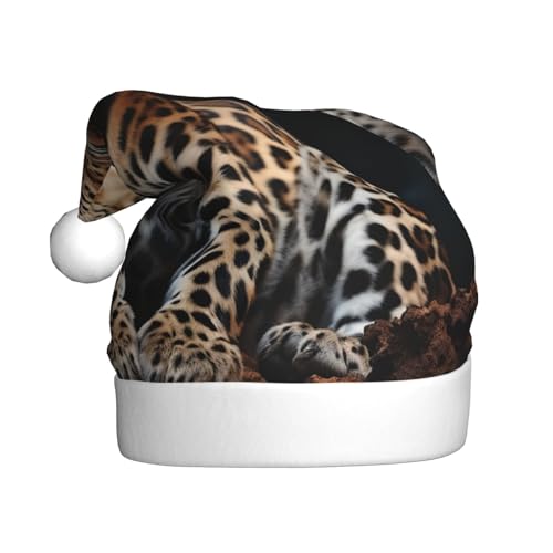 NONHAI Weihnachtsmannmütze, Leopardenmuster, Weihnachtsmütze, Weihnachtsmütze für Erwachsene, Uni, Samt, klassische Weihnachtsmannmütze für Weihnachten, Neujahr NONHAI Weihnachtsmannmütze, Leopardenmuster, Weihnachtsmütze, Weihnachtsmütze für Erwachsene, Uni, Samt, klassische Weihnachtsmannmütze für Weihnachten, Neujahr von NONHAI