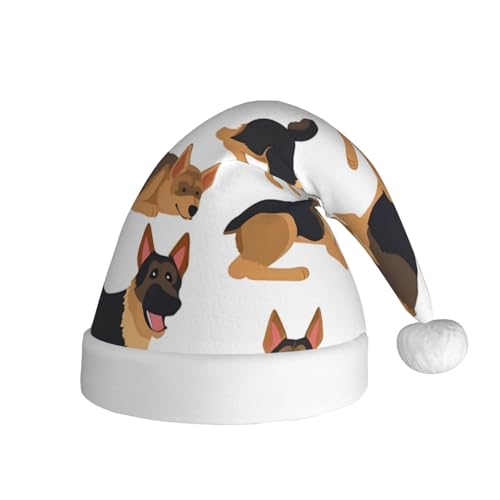 NONHAI Weihnachtsmütze, Deutscher Schäferhund, Weihnachtsmütze für Erwachsene, für Damen und Herren, Neujahr, festliches Partyzubehör NONHAI Weihnachtsmütze, Deutscher Schäferhund, Weihnachtsmütze für Erwachsene, für Damen und Herren, Neujahr, festliches Partyzubehör von NONHAI