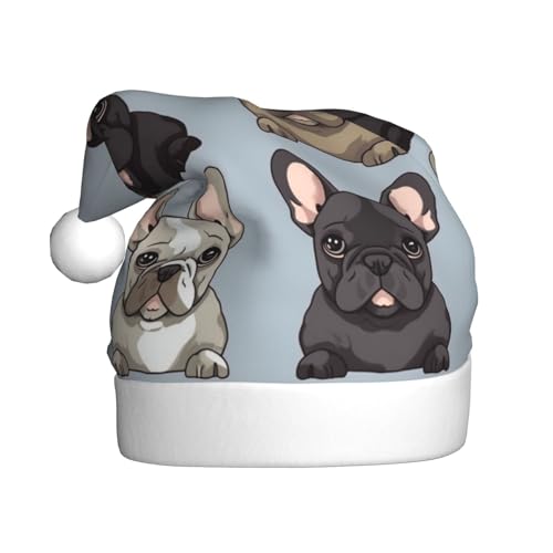 NONHAI Weihnachtsmütze, französische Bulldogge, Weihnachtsmütze, Weihnachtsmütze für Erwachsene, Uni, Samt, klassische Weihnachtsmannmütze für Weihnachten, Neujahr NONHAI Weihnachtsmütze, französische Bulldogge, Weihnachtsmütze, Weihnachtsmütze für Erwachsene, Uni, Samt, klassische Weihnachtsmannmütze für Weihnachten, Neujahr von NONHAI
