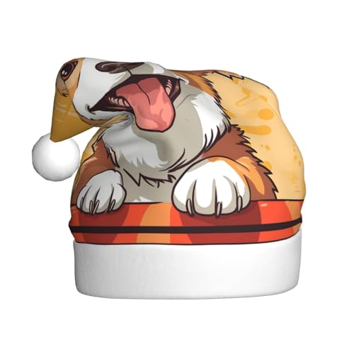 NONHAI Weihnachtsmütze, niedlicher Corgi-Hund, Weihnachtsmütze, Weihnachtsmütze für Erwachsene, Uni, Samt, klassische Weihnachtsmannmütze für Weihnachten, Neujahr NONHAI Weihnachtsmütze, niedlicher Corgi-Hund, Weihnachtsmütze, Weihnachtsmütze für Erwachsene, Uni, Samt, klassische Weihnachtsmannmütze für Weihnachten, Neujahr von NONHAI