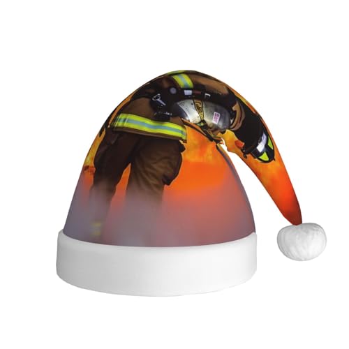 NONHAI Weihnachtsmütze Feuerwehrmann Feuerwehrmann Flamme Weihnachtsmütze Erwachsene Weihnachten Urlaub Hut für Damen Herren Neujahr Festliches Partyzubehör von NONHAI