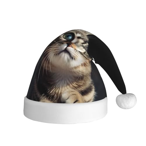 NONHAI Weihnachtsmütze mit Katze, Weihnachtsmütze für Erwachsene, für Damen und Herren, Neujahr, festliches Partyzubehör NONHAI Weihnachtsmütze mit Katze, Weihnachtsmütze für Erwachsene, für Damen und Herren, Neujahr, festliches Partyzubehör von NONHAI