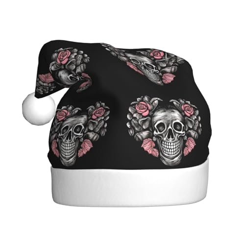 NONHAI Weihnachtsmütze mit Totenkopf-Herz, Weihnachtsmütze für Erwachsene, Uni, Samt, klassische Weihnachtsmannmütze für Weihnachten, Neujahr NONHAI Weihnachtsmütze mit Totenkopf-Herz, Weihnachtsmütze für Erwachsene, Uni, Samt, klassische Weihnachtsmannmütze für Weihnachten, Neujahr von NONHAI