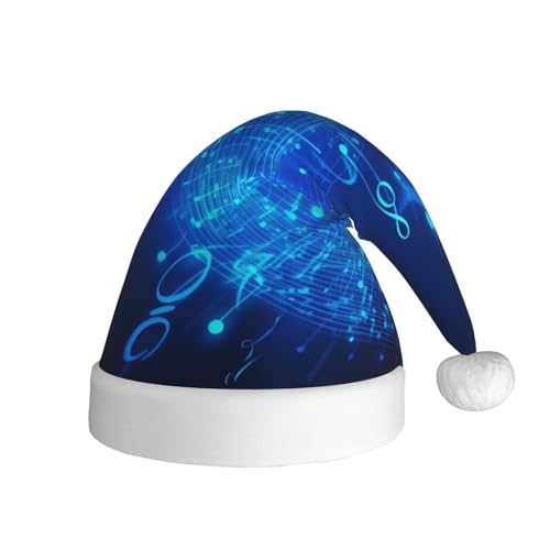 NONHAI Weihnachtsmütze mit blauen Musiknoten, Weihnachtsmütze für Erwachsene, für Damen und Herren, Neujahr, festliches Partyzubehör NONHAI Weihnachtsmütze mit blauen Musiknoten, Weihnachtsmütze für Erwachsene, für Damen und Herren, Neujahr, festliches Partyzubehör von NONHAI