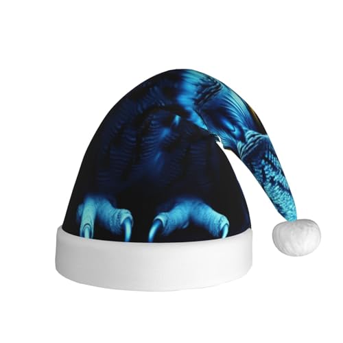 NONHAI Weihnachtsmütze mit blauer Eule, Weihnachtsmütze für Erwachsene, für Damen und Herren, Neujahr, festliches Partyzubehör von NONHAI