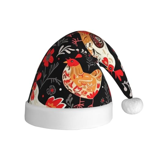 NONHAI Weihnachtsmütze mit niedlichem Hahn und Hühnern, Weihnachtsmütze für Erwachsene, für Damen und Herren, Neujahr, festliches Partyzubehör NONHAI Weihnachtsmütze mit niedlichem Hahn und Hühnern, Weihnachtsmütze für Erwachsene, für Damen und Herren, Neujahr, festliches Partyzubehör von NONHAI