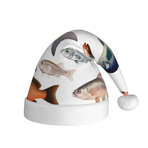 NONHAI Weihnachtsmütze mit verschiedenen Fischen, Weihnachtsmütze für Erwachsene, für Damen und Herren, Neujahr, festliches Partyzubehör NONHAI Weihnachtsmütze mit verschiedenen Fischen, Weihnachtsmütze für Erwachsene, für Damen und Herren, Neujahr, festliches Partyzubehör von NONHAI