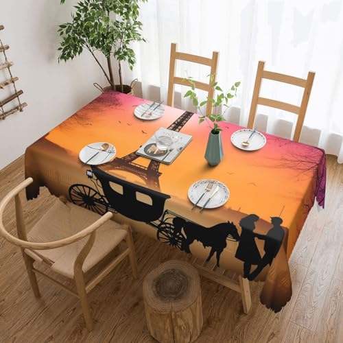 Tischdecke für rechteckige Tische, Eiffelturm, Sonnenuntergang, Paar, Silhouette, knitterfrei, Tischdecke für Küche, 137,2 x 182,9 cm, Tischdecke für Esszimmer, Bauernhaus, Dekoration, Tischdecke Tischdecke für rechteckige Tische, Eiffelturm, Sonnenuntergang, Paar, Silhouette, knitterfrei, Tischdecke für Küche, 137,2 x 182,9 cm, Tischdecke für Esszimmer, Bauernhaus, Dekoration, Tischdecke von NONHAI