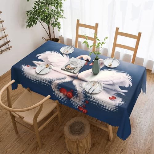 Tischdecke für rechteckige Tische, Valentinstag, Schwäne, Herz-Tischdecken, knitterfrei, Tischdecke für Küche, 137,2 x 182,9 cm, Tischdecke für Esszimmer, Bauernhaus, Dekoration, Tischdecke Tischdecke für rechteckige Tische, Valentinstag, Schwäne, Herz-Tischdecken, knitterfrei, Tischdecke für Küche, 137,2 x 182,9 cm, Tischdecke für Esszimmer, Bauernhaus, Dekoration, Tischdecke von NONHAI