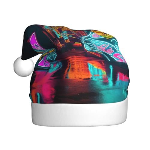 Weihnachtsmannmütze, Neon-Kunst, Weihnachtsmütze, Weihnachtsmütze für Erwachsene, Uni, Samt, klassische Nikolausmütze für Weihnachten, Neujahr Weihnachtsmannmütze, Neon-Kunst, Weihnachtsmütze, Weihnachtsmütze für Erwachsene, Uni, Samt, klassische Nikolausmütze für Weihnachten, Neujahr von NONHAI