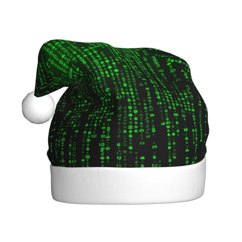 Weihnachtsmütze, grüne Zahlen, binäre Weihnachtsmütze, Weihnachtsmütze für Erwachsene, Uni, Samt, klassische Weihnachtsmannmütze für Weihnachten, Neujahr Weihnachtsmütze, grüne Zahlen, binäre Weihnachtsmütze, Weihnachtsmütze für Erwachsene, Uni, Samt, klassische Weihnachtsmannmütze für Weihnachten, Neujahr von NONHAI
