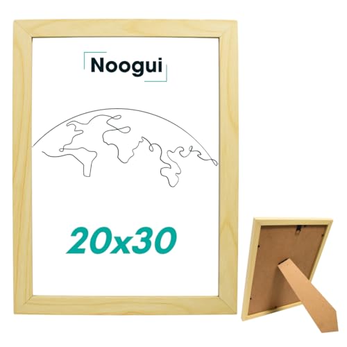NOOGUI Bilderrahmen 20×30 Holz Natur | Mit Antireflex‑Plexiglas | Für Fotos, Urkunden, Poster oder Puzzle | Vertikal & Horizontal | 20×30 cm von NOOGUI