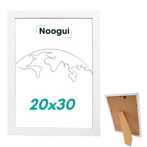 NOOGUI Bilderrahmen 20×30 Holz Weiß | Mit Antireflex‑Plexiglas | Für Fotos, Urkunden, Poster oder Puzzle | Vertikal & Horizontal | 20×30 cm von NOOGUI