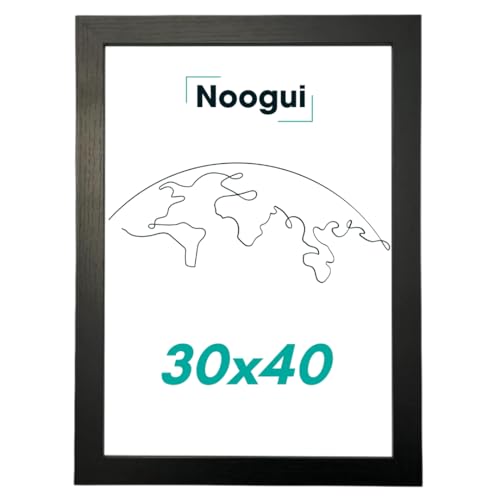 NOOGUI Bilderrahmen A3 Holz Schwarz | Mit Antireflex‑Plexiglas | Für Fotos, Diplome, Poster oder Puzzle | Vertikal & Horizontal | 30×40 cm von NOOGUI