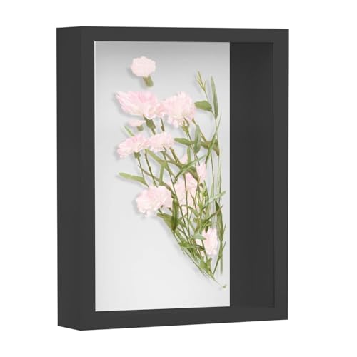 NOOGUI Bilderrahmen Zum Befüllen 3D | Tiefer Bilderrahmen Aus Holz Mit Plexiglas | Shadow Box Rahmen Für Blumen & Andenken | Schwarz | 21x30 cm von NOOGUI