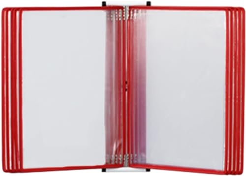Wandmontierter Dokumentenhalter, 10-seitiger, doppelseitiger Präsentationsordner, umblätterbarer Dokumentenhalter, bietet Platz for A4-/Umschlagformat, mehrfarbig(Color:Rosso) von NOOLAR