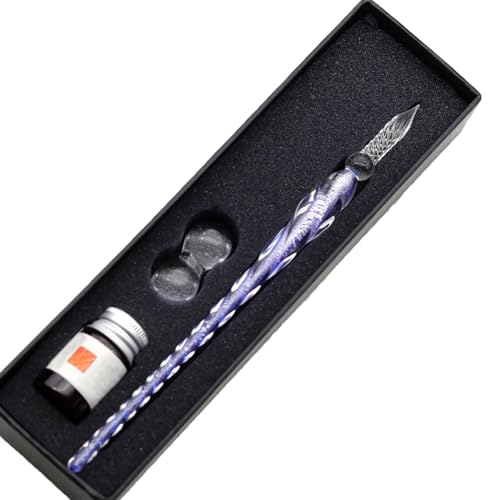 NOOMIEQCF YiJPXinADZ Glasstift-Set, Kristall-Signature-Stift für Kunst, Schreiben, Unterschriften – Dekoration und Geschäftsgeschenk (Blau, mit Geschenkbox) von NOOMIEQCF