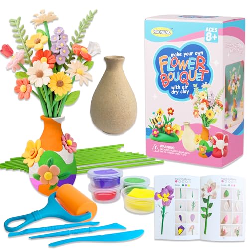 Bastelset für Blumen aus Ton – DIY lufttrocknender Blumenstrauß, erstellen Sie mehr als 18 Blumen-Designs, perfektes Kunst- und Handwerksgeschenk, ungiftige Modelliermasse mit Werkzeugen und Anleitung Bastelset für Blumen aus Ton – DIY lufttrocknender Blumenstrauß, erstellen Sie mehr als 18 Blumen-Designs, perfektes Kunst- und Handwerksgeschenk, ungiftige Modelliermasse mit Werkzeugen und Anleitung von NOONEAU