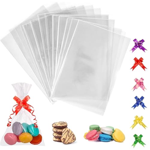 Cellophantüten klar 25x15cm (100 Stück) Transparente Tüten aus hochwertiger Cellophanfolie für Süßigkeiten Kekse Geschenkfolie transparent zum Verpacken Geschenktüten von NOOYNOEO
