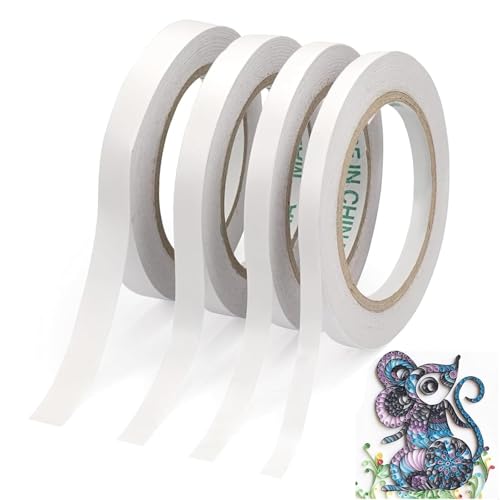 NOOYNOEO Doppelseitiges Klebeband 4 Rollen, zum Basteln, selbstklebendes Klebeband, dünn, zum Nähen, Scrapbook, Handarbeit, Tapezieren, Kartenherstellung, Geschenkverpackungen, 10 mm x 30 Meter NOOYNOEO Doppelseitiges Klebeband 4 Rollen, zum Basteln, selbstklebendes Klebeband, dünn, zum Nähen, Scrapbook, Handarbeit, Tapezieren, Kartenherstellung, Geschenkverpackungen, 10 mm x 30 Meter von NOOYNOEO