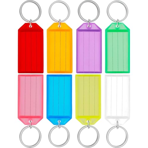 Robuste Schlüsselanhänger – mehrfarbige Schlüsselanhänger, Schlüsselanhänger mit Etiketten, Spaltringe, 8 Farben, inklusive extra Papier, ideal für Name, Ausweis, Haustier, Gepäck, 24 Stück Robuste Schlüsselanhänger – mehrfarbige Schlüsselanhänger, Schlüsselanhänger mit Etiketten, Spaltringe, 8 Farben, inklusive extra Papier, ideal für Name, Ausweis, Haustier, Gepäck, 24 Stück von NOOYNOEO