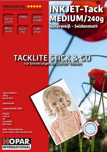 TACKLITE Stick & Go: Erinnerungen die haften bleiben! Premium Fotopapier seidenmatt - selbstklebend, leicht ablösbar & repositionierbar 10x15cm von NOPAR