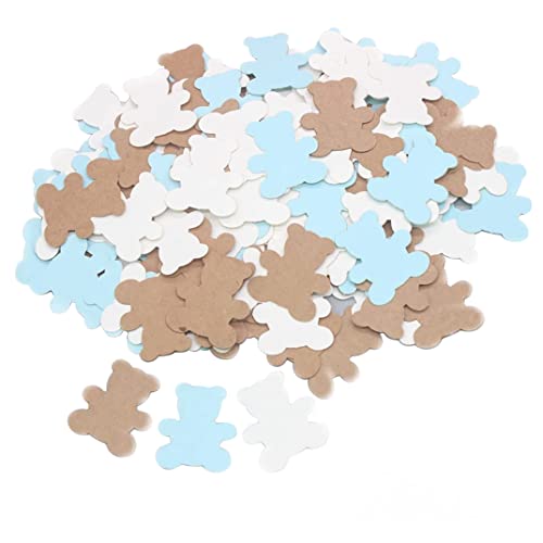 Party Confetti Alles Gute zum Geburtstag Konfetti Kraft Brown Teddy Bear Babyparty Papier Konfetti für Geburtstag Waldland Party Dekoration Blau 300 PCS Party Konfetti, Happy Birthday von NOPEILVI